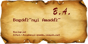 Bogdányi Amadé névjegykártya
